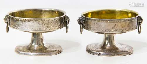 Pair of Vermeil Silver salt holders, Imperial period. Kg 0,146. H cm 4,5 x cm 8