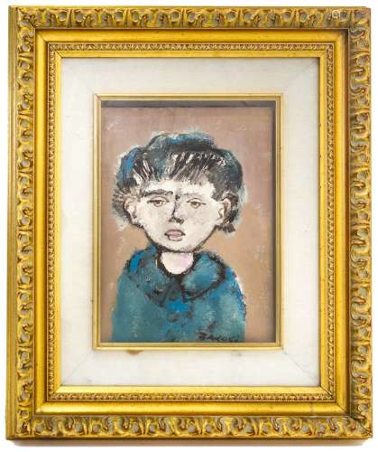 Manlio Bacosi (Perugia 1921- Perugia 1998). Child. 40x30, Oil paint on canvas. Signed on the