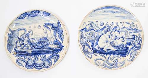 Pair of Savona mojolica plates. mythological scene. Diameter Cm 30