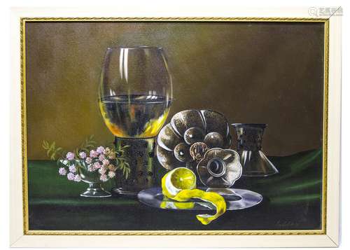 Italian Painter from the 20th century. Still Life. 50cm x 70cm, oil paint on canvas. Ciro