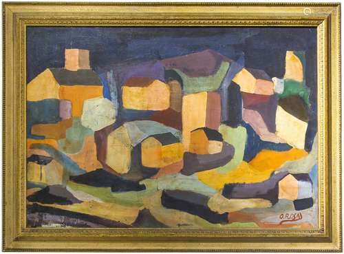 Italian painter from the 20th. Landscape. 40x58 oil paint on masonite. From the 20s, signed on the