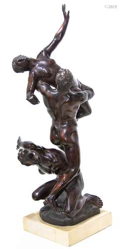 Patineted bronze sculpture, 20th century. The Kidnapping of the Sabine Women, by Giambologna. H cm