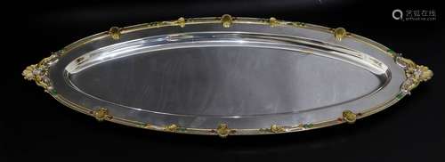 Stefani Argenteria in Bologna. Oval centerpiece with stones. Cm 30x77 1,770 kg