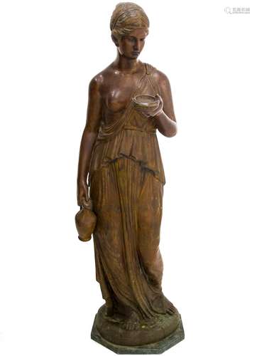 Sculptor of the XX Century. Bronze statue of Ebe, cupbearer to gods .H cm 156x 50