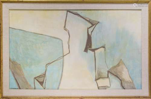 Prampolini Enrico (Modena 1894 – Rome 1956). Abstract composition. 62cm x 103cm, oil on wood, late