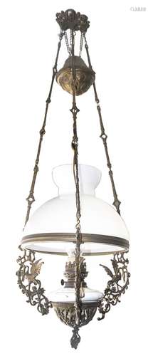 Opaline chandelier, 19th century. H cm 100, Diameter cm 28