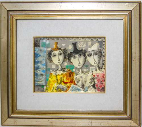 Jean Calogero (Catania 1922 – Catania 2001). Faces. 20x30, Oil paint on masonite. Signed on the