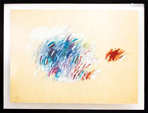 Nino Mustica (Adrano,1946 – Milano, 2018). Informal composition. 67x97, mixed technique on paper.