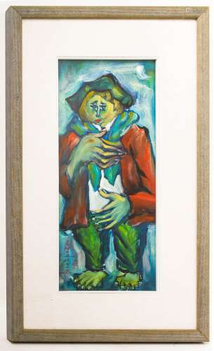 Salvatore Incorpora (1920 Linguaglossa (CT) -2010). Character. 48cm x 21cm, oil paint on canvas
