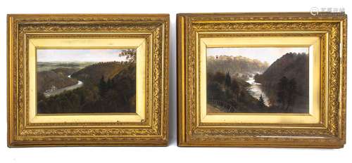 Painter from the 19th century. Pair of paintings, landscapes. 20cm x 33cm, oil pian ton wood.