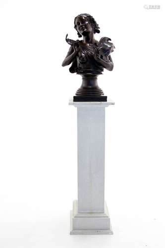 Caussè Julien, allegory of poetry. Bronze sculpture. H cm 60 x cm 60