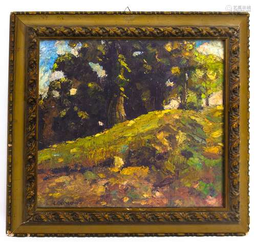 Luigi Crisconio (Naples, 1893- Portici, 1946). Landscape. 34,5cm x 39,5cm, oil paint on cardboard