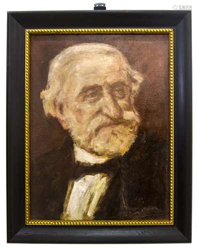 Italian Painter of the early of XX Century. Portrait of Giuseppe Verdi. 34x25, Oil on cardboard.