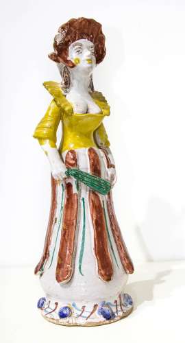 Ceramic chandelier from Caltagirone. Woman. H Cm 36