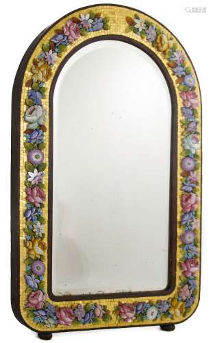 Venetian mirror with polychromatic glass mosaic and floral decoration, with pure gold tesseras.