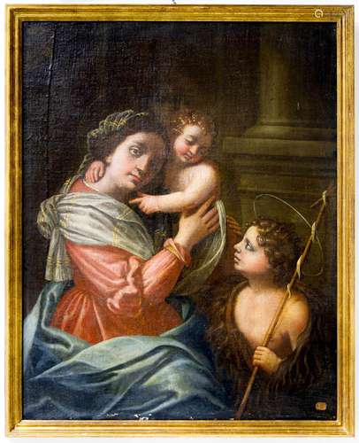 Italian painter form the 18th century. Virgin Mary with baby, and Young Saint John . 90x71, oil