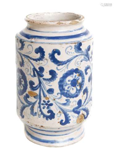 Caltagirone majolica, 18th century. Cylindrical. H cm 21. Perfect condition.