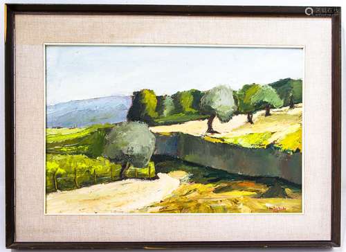 Dutch painter from the 20th century. Regalbuto countryside. 40cm x 60cm, Oil on linen cardboard.