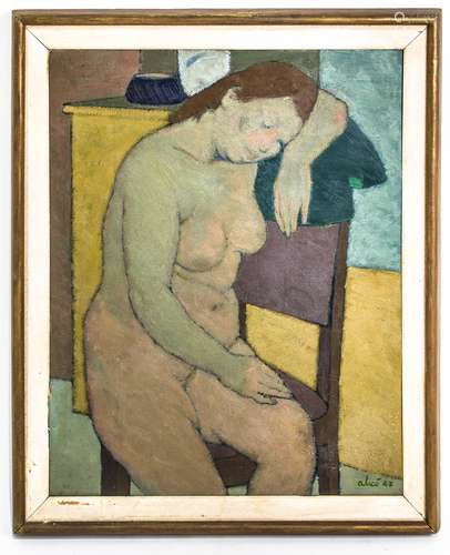 Alicò Giovanni (1906-1971). Woman nude (1947). 102cm x 79cm, Oil paint on plywood. Signed and