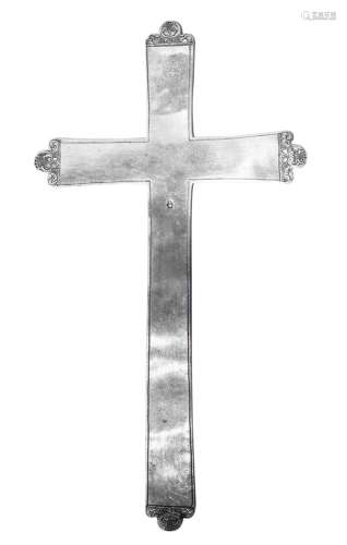 Silver cross, 19th century. France, cm 20