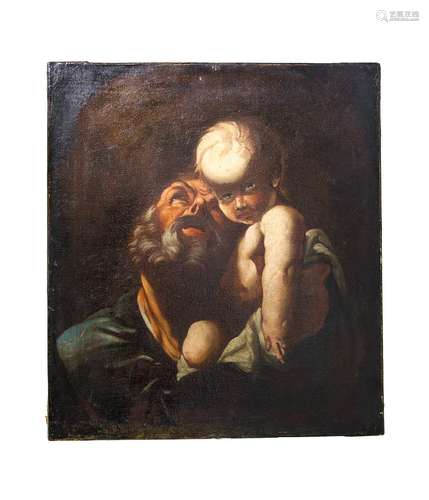 Italian painter, Giovanni Battista Piazzetta (allegedly). Saint Joseph with child. 61x56, Oil