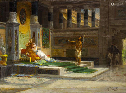 Giuseppe Sciuti (Zafferana Etnea 1834 - Rome 1911) . Joseph the Baptist scolds Herod. 36cm x 49cm,