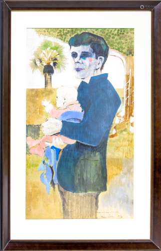 Caruso Bruno (Palermo,1927 – Rome,2018). A man and a kid. 1956. T.m. Cm 72x43 Published on page