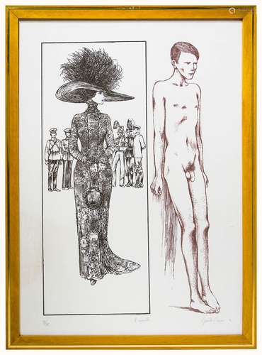 Guido Crepax (Milan, 1933 – Milan, 2003). The hat. 70cm x 50cm, graphic design, 31/75.