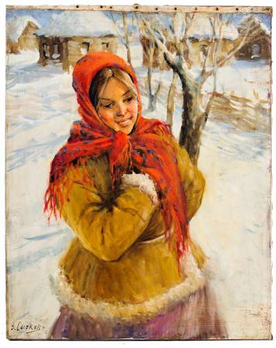 Fedot Vasilievich Sychkov (Kochelaevo, 1870-Saransk 1958). Russian girl. 100cm x 80cm, oil paint