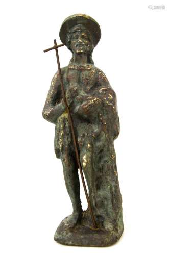 Girbino Domenico, XX Secolo, Sicilia. Scultura in bronzo raffigurante S. Giovanni Battista. H cm 31