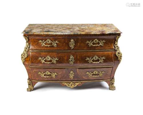 A French Regence commode tombeau a pont