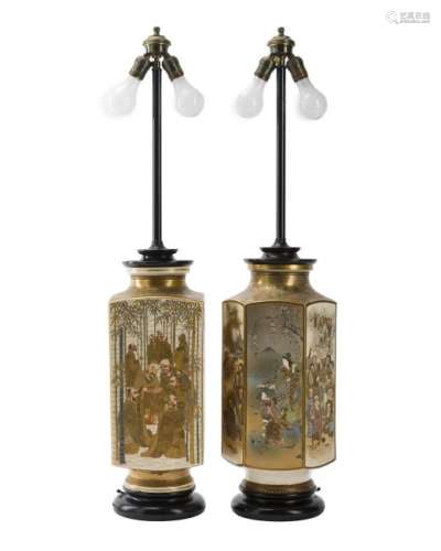 Two Japanese Satsuma lamps
