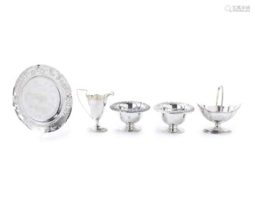 Five sterling silver table items