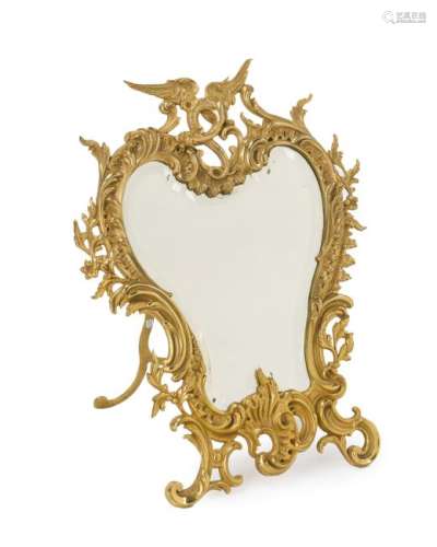 A gilt bronze table mirror