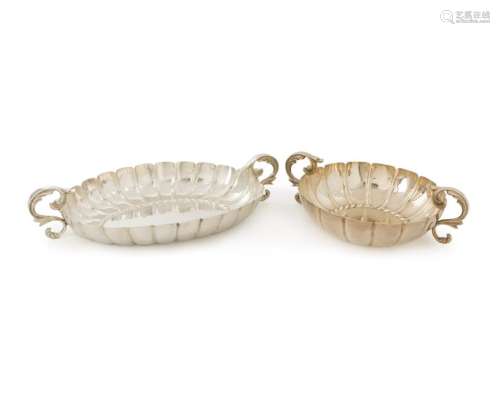 Two Peruvian silver bowls