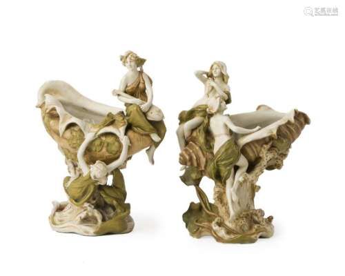 A pair of Royal Dux porcelain centerpieces