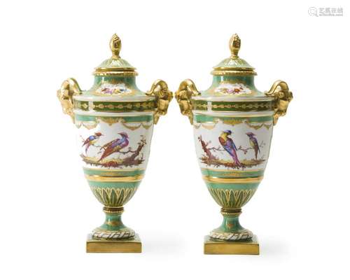 A pair of Vincent Dubois porcelain lidded urns