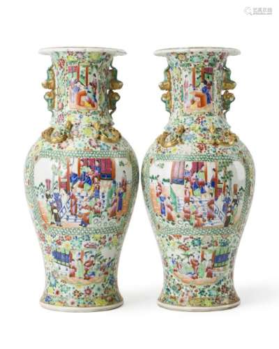 A pair of hand-painted Chinese floor vases