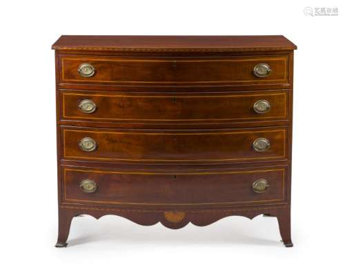 A Federal Sheraton bow-front chest