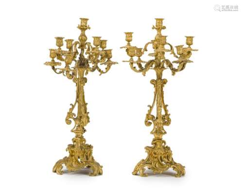 A pair of gilt bronze candelabra
