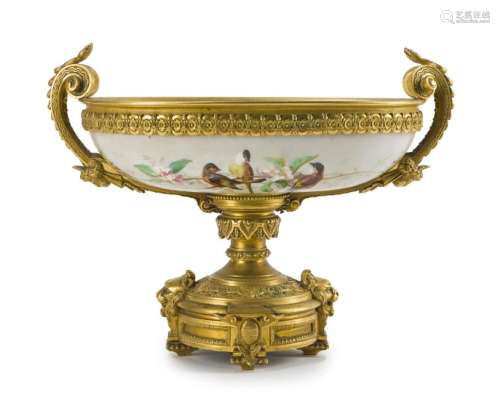 A French gilt-bronze porcelain centerpiece