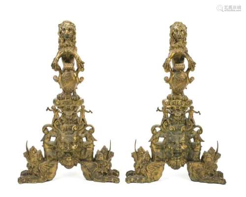 A pair of cast iron andirons