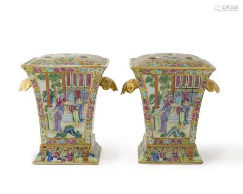 A pair of Chinese Rose Canton vases