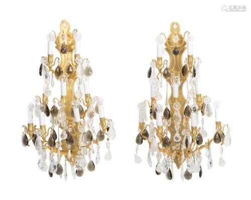 A pair of crystal sconces