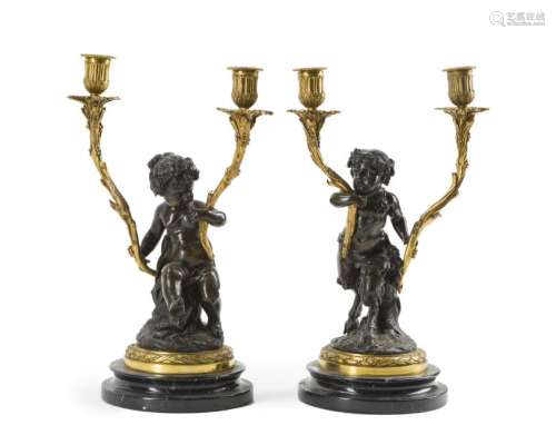 A pair of French candelabra