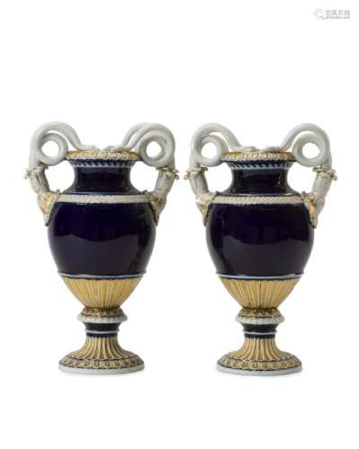 A pair of Meissen Empire-style vases