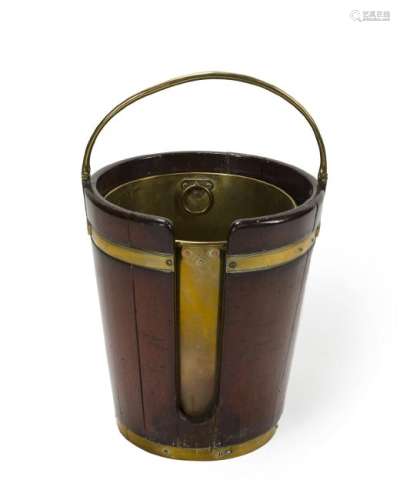 An English mahogany and brass fire bucket