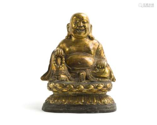 A Chinese gilt-bronze Budai