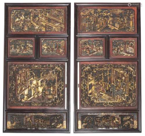 A pair of Chinese carved panels