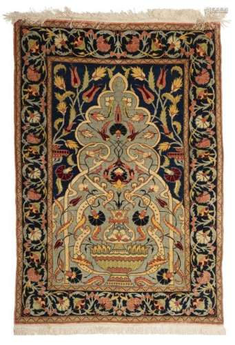 A Hereke silk prayer rug